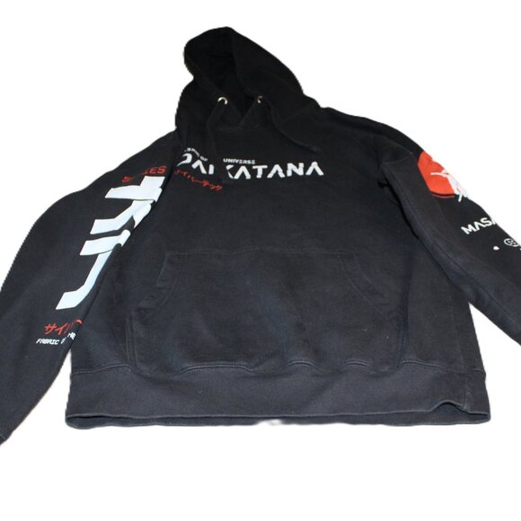 Fabric of the Universe Black Graphic Hoodie with White and Red Accents - Picture 2 of 10